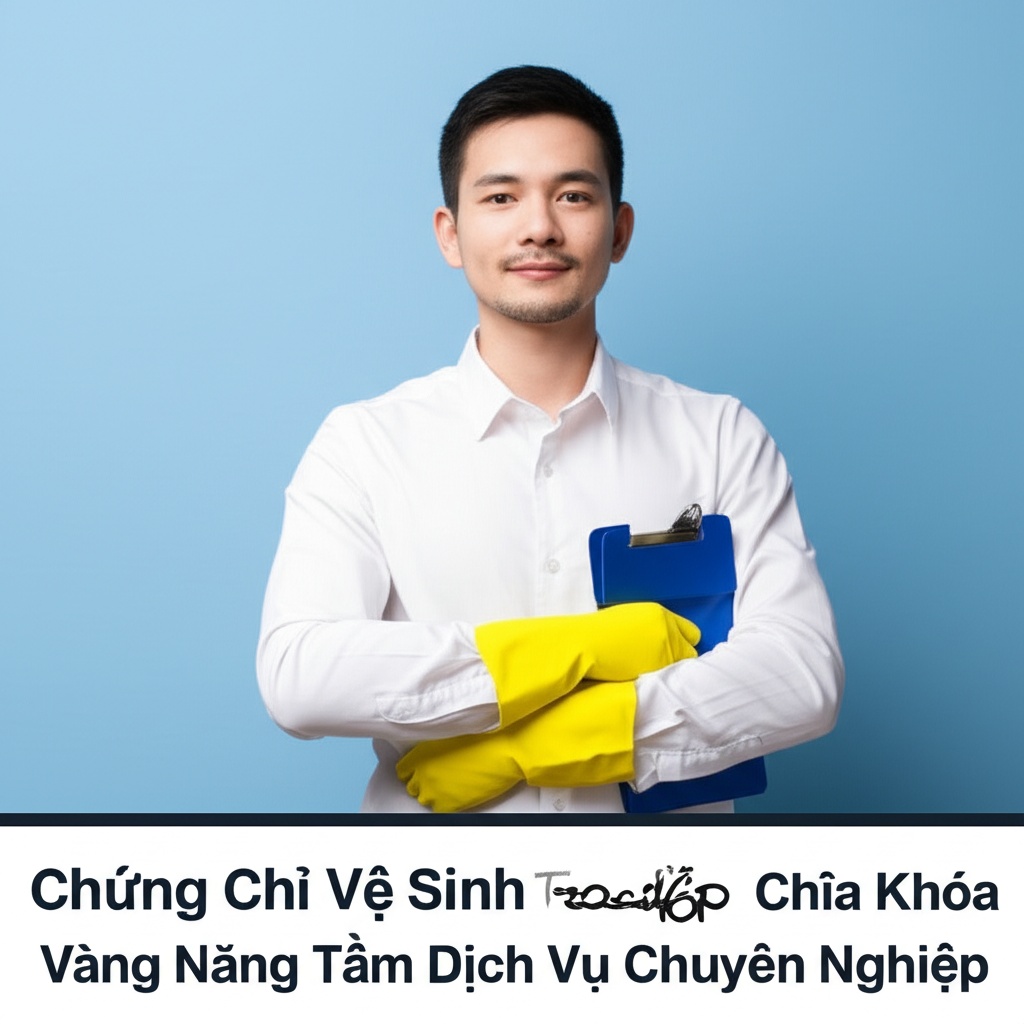 Hình minh họa cho bài viết: Chứng Chỉ Vệ Sinh Công Nghiệp: Chìa Khóa Vàng Nâng Tầm Dịch Vụ Chuyên Nghiệp