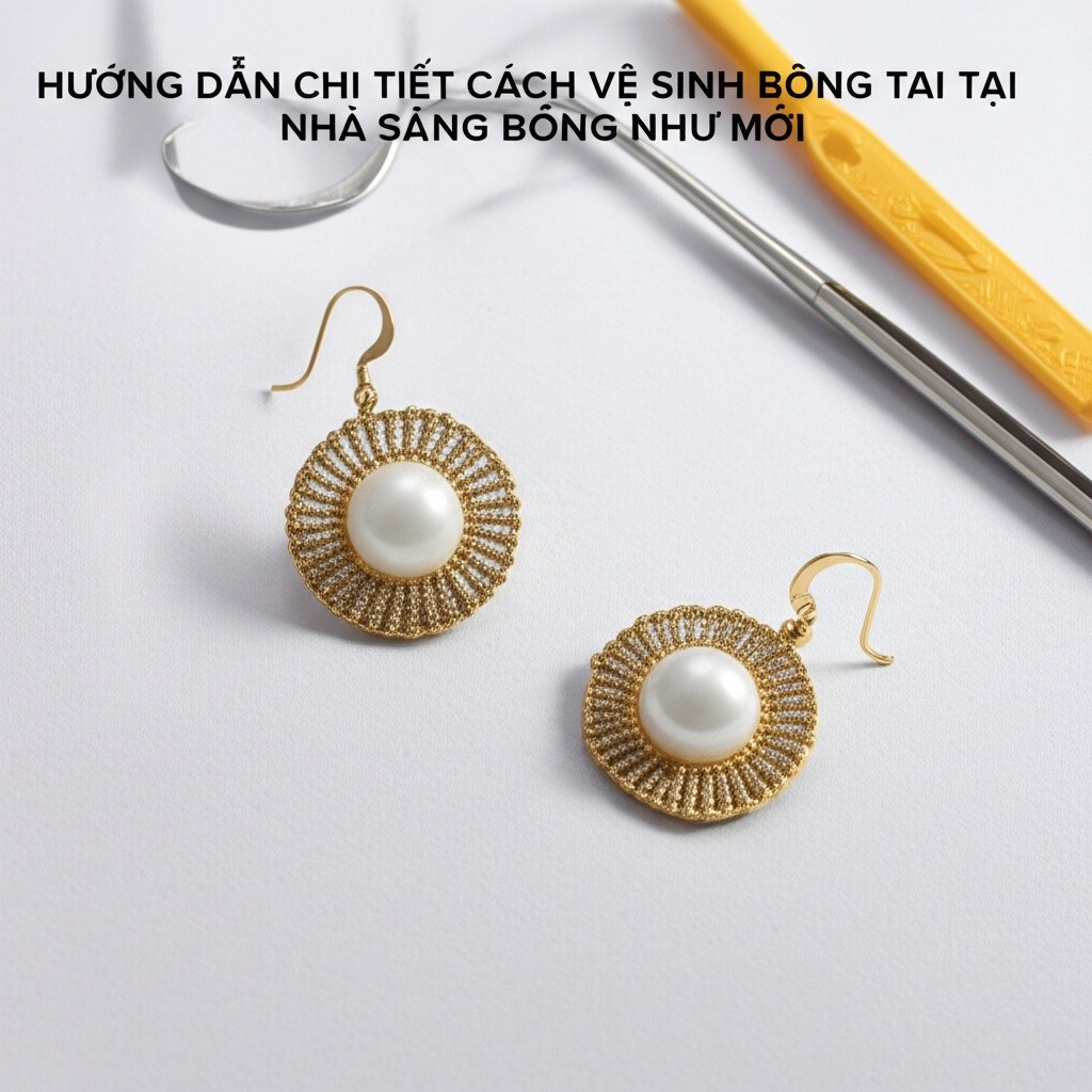 Hình minh họa cho bài viết: Hướng Dẫn Chi Tiết Cách Vệ Sinh Bông Tai Tại Nhà Sáng Bóng Như Mới